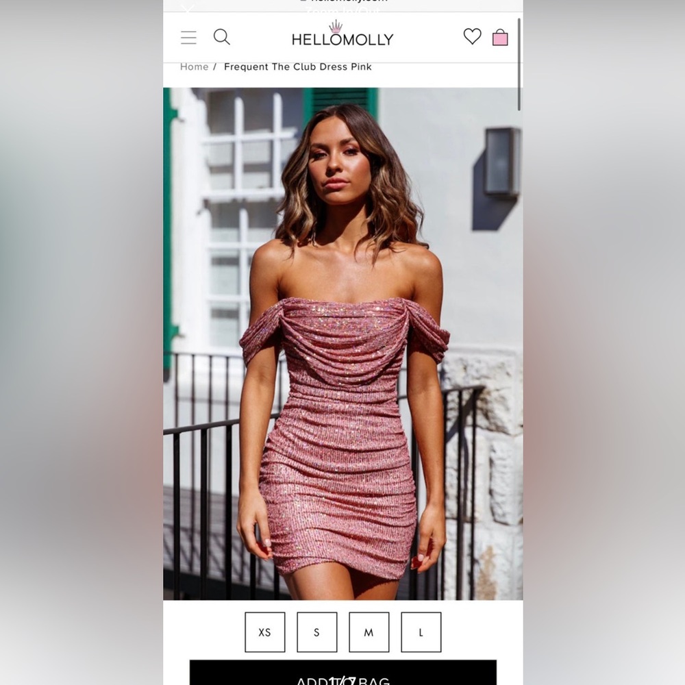 Holly Molly pink off shoulder ruched sequin dress